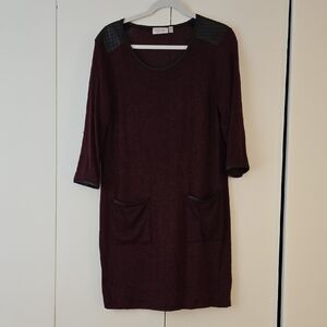 RD Style Maroon Dress with Black Trim